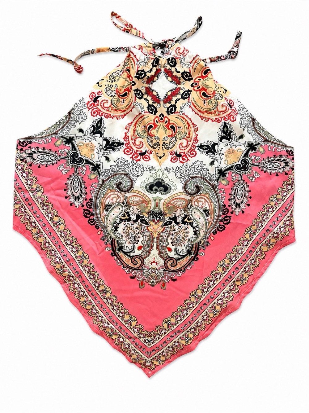 SHEIN Pink Paisley Halter Scarf Top Bandana Handkerchief Tank